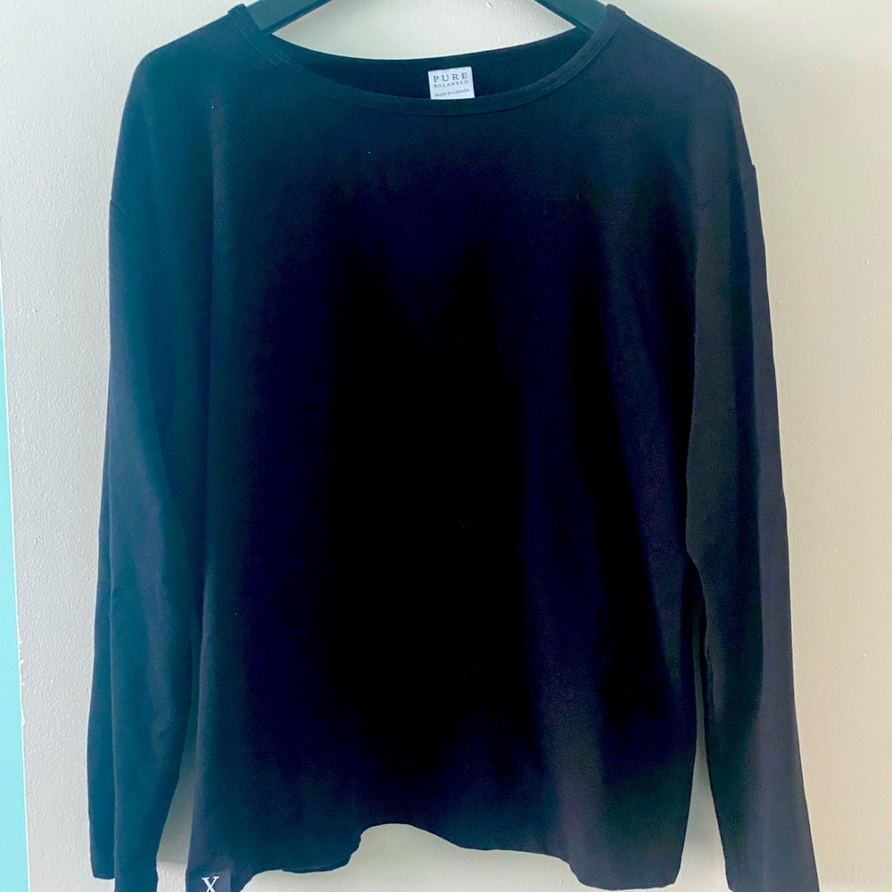 Pure Balanxed XXL long sleeve t, black, sustainable “I am loved” bamboo top